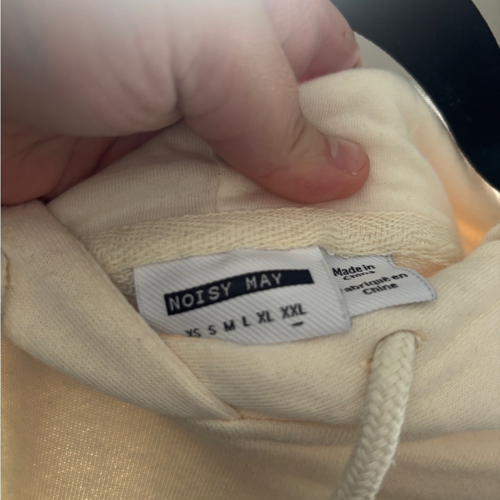 Noisy May Cream Drawstring Hoodie Top - Picture 3 of 5